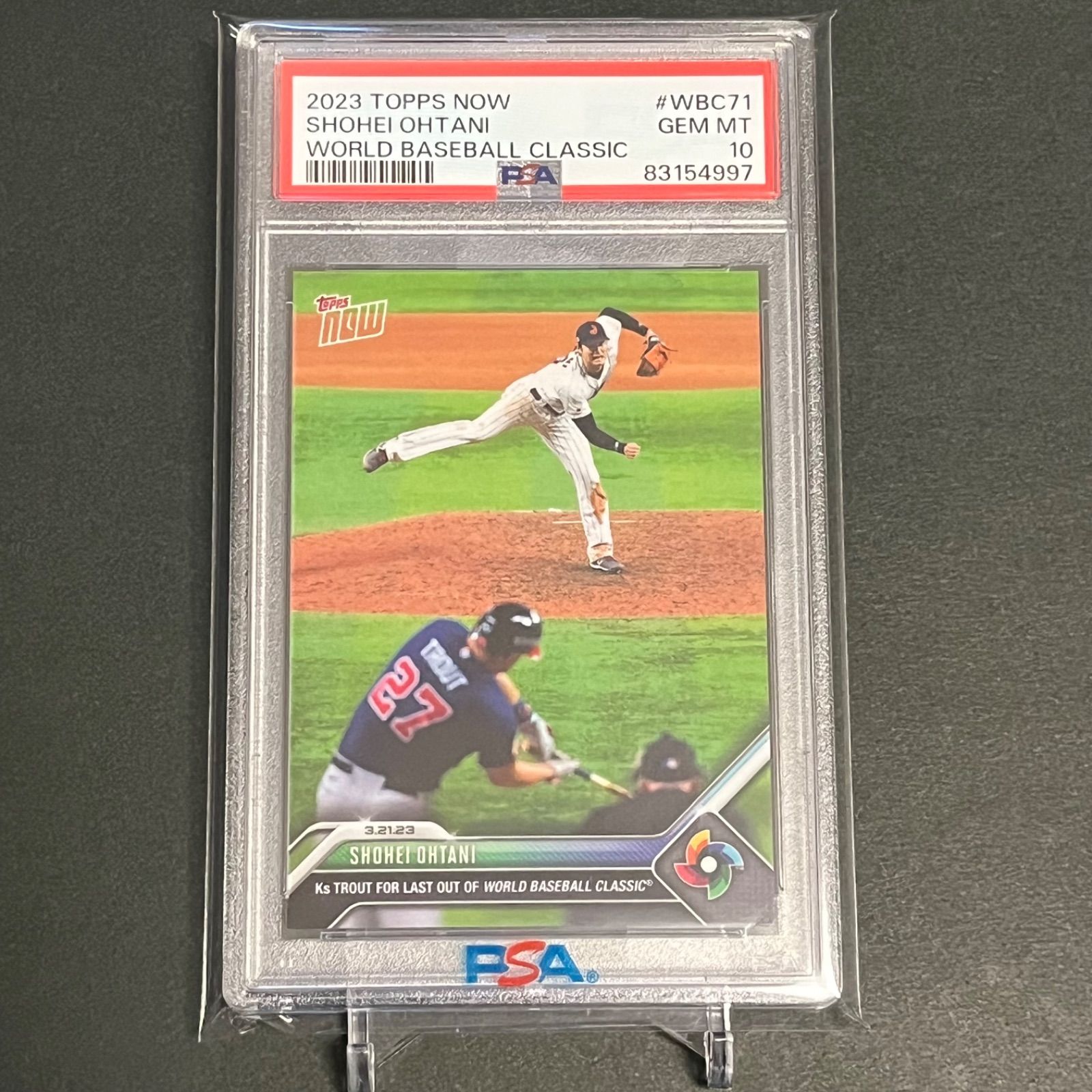 【PSA10】最高鑑定品 メディアでも注目された1枚 大谷翔平VSマイクトラウト　WBC優勝奪三振シーン　Topps now #WBC-71
