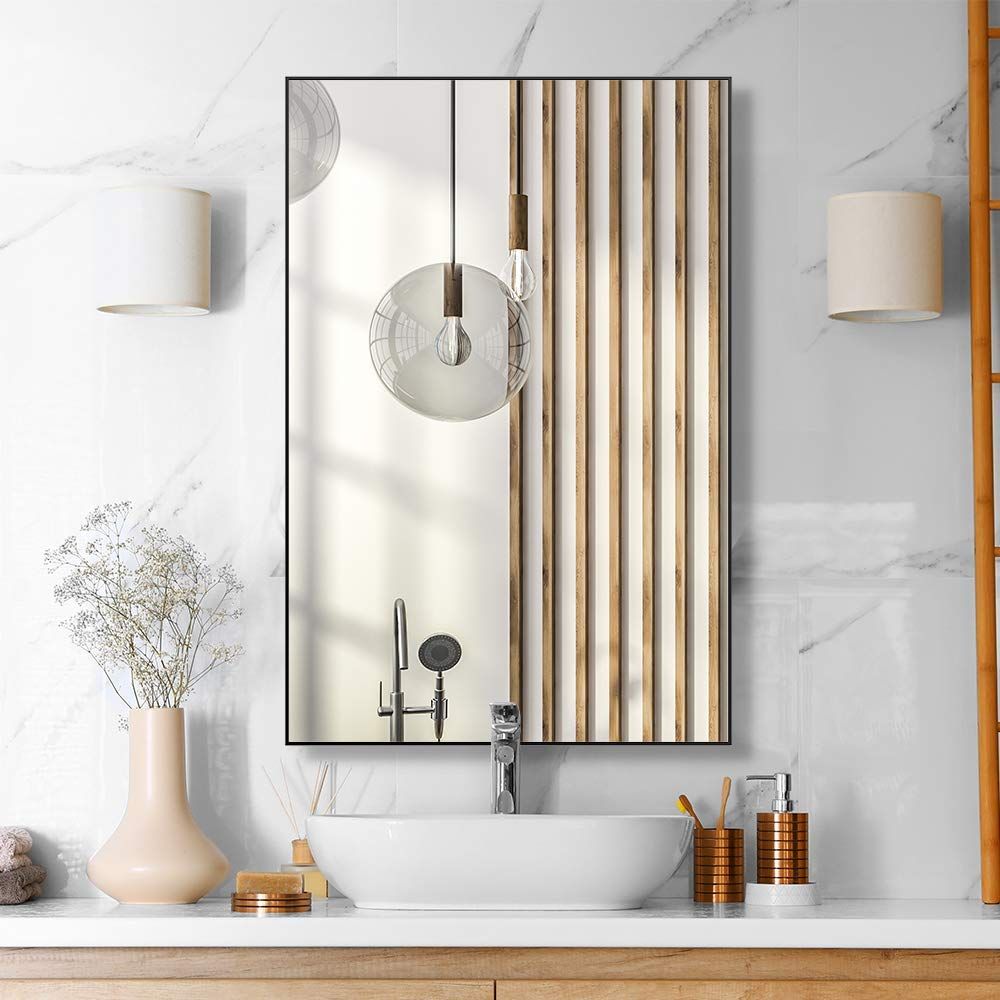 56CM長方形の壁掛けミラー 寝室のバスルームに水平または垂直に吊るす