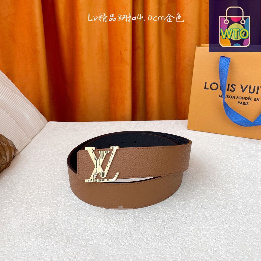 今日特価】LOUIS VUITTON Double-sided ライチ柄 レザーベルト-1