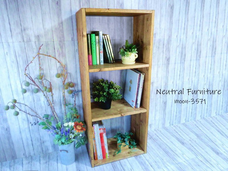 ハンドメイド特大3段トールラック チーク色