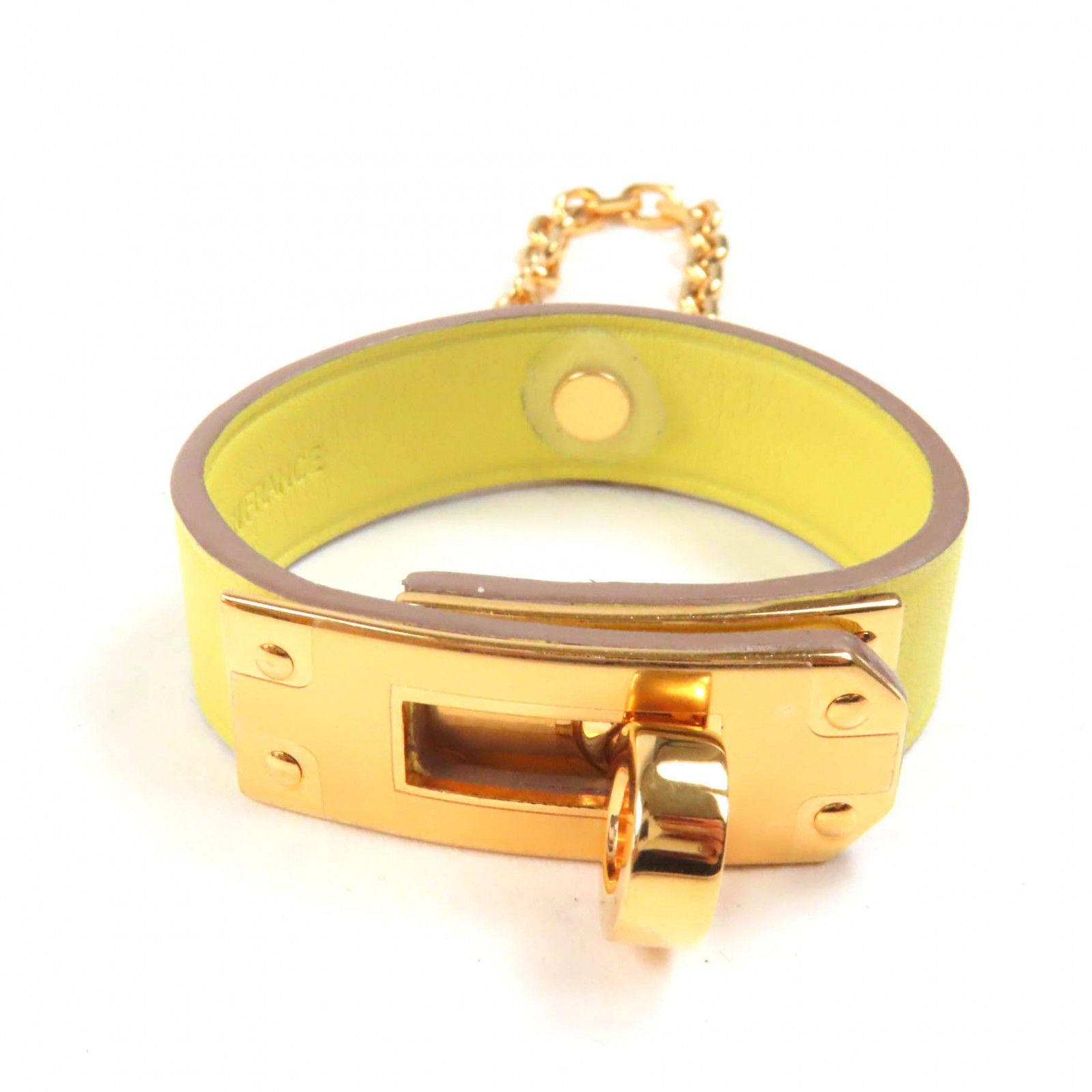 ♥品 HERMES エルメス ケリー ゴールド金具 グローブフォルダー レザー バッグチャーム イエロー き フランス製 レディース