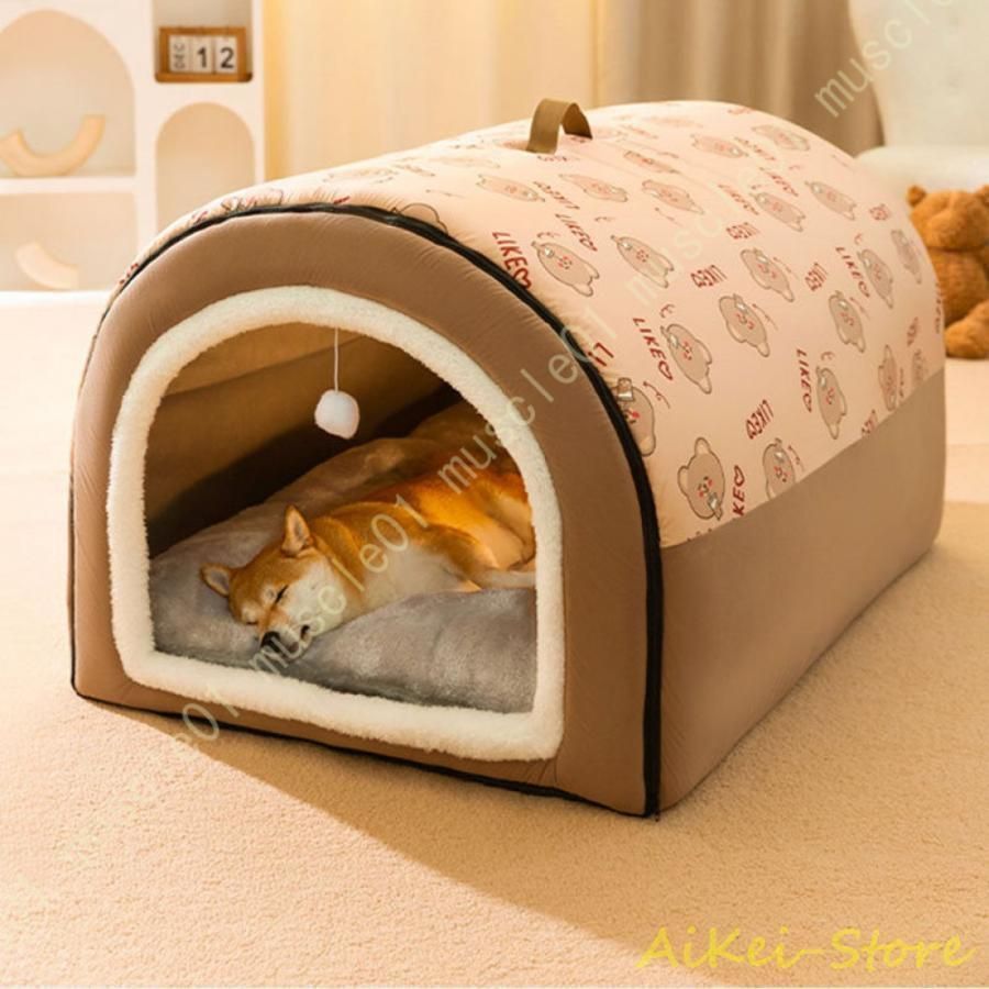 ドーム型ペットベッド 冬夏両用ペットクッション 猫 小型犬 兎 小動物用 滑り止め 寝袋 保温防寒 猫小屋 ネコ用ハウス 洗える ふわふわ yHuY421