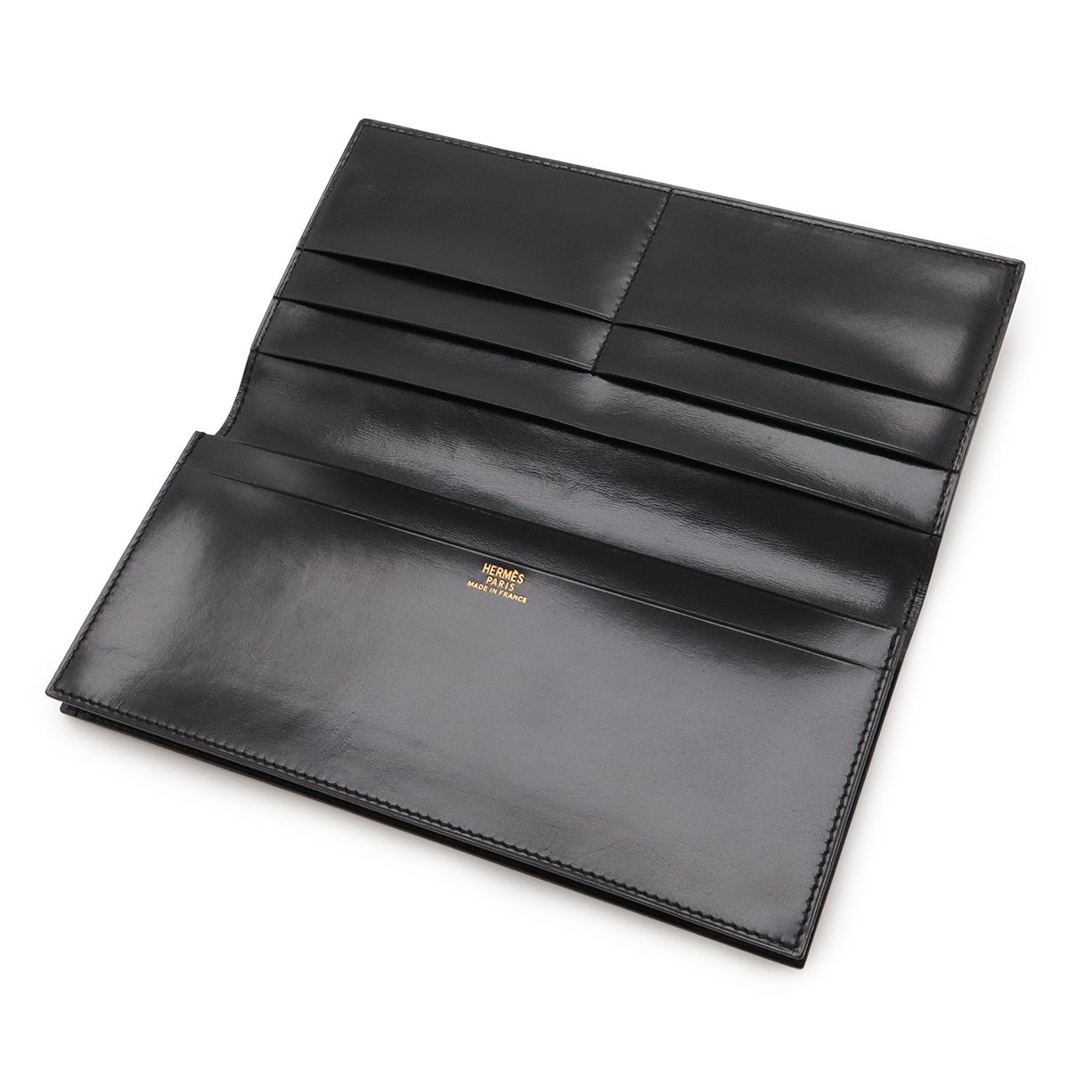 エルメス ヴィンテージ 折り財布 ボックスカーフ ブラック