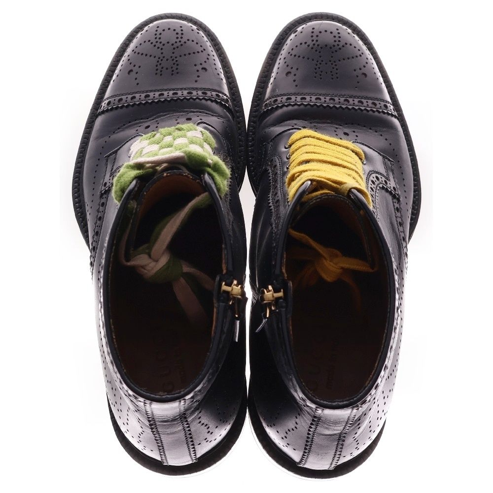 GUCCI (グッチ) ストレートチップ メダリオン装飾 サイドジップ