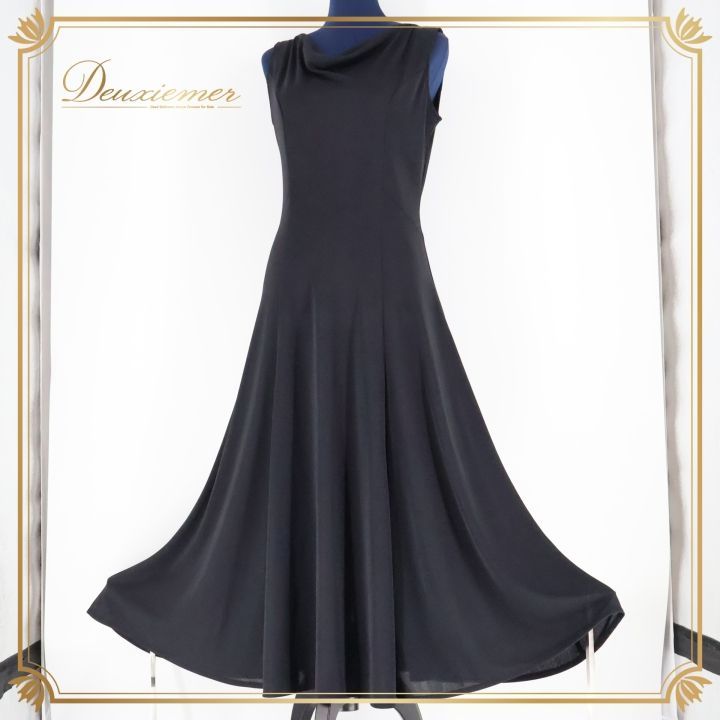 社交ダンス 衣装 チャコット Chacott ワンピース ドレス 黒 無地 軽い 薄い パーティ 透け感 ノースリーブ ブラック系 フォーマル ドレスアップ 美しい ダンス パフォーマンス おしゃれ シンプル クラシック スタイリッシュ イベント用