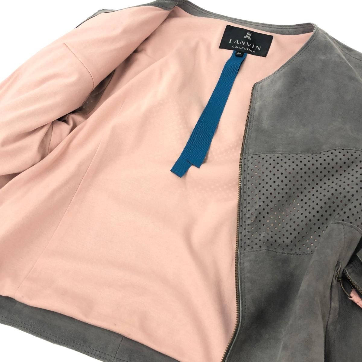 良好 LANVIN COLLECTION ランバンコレクション ノーカラーレザー 