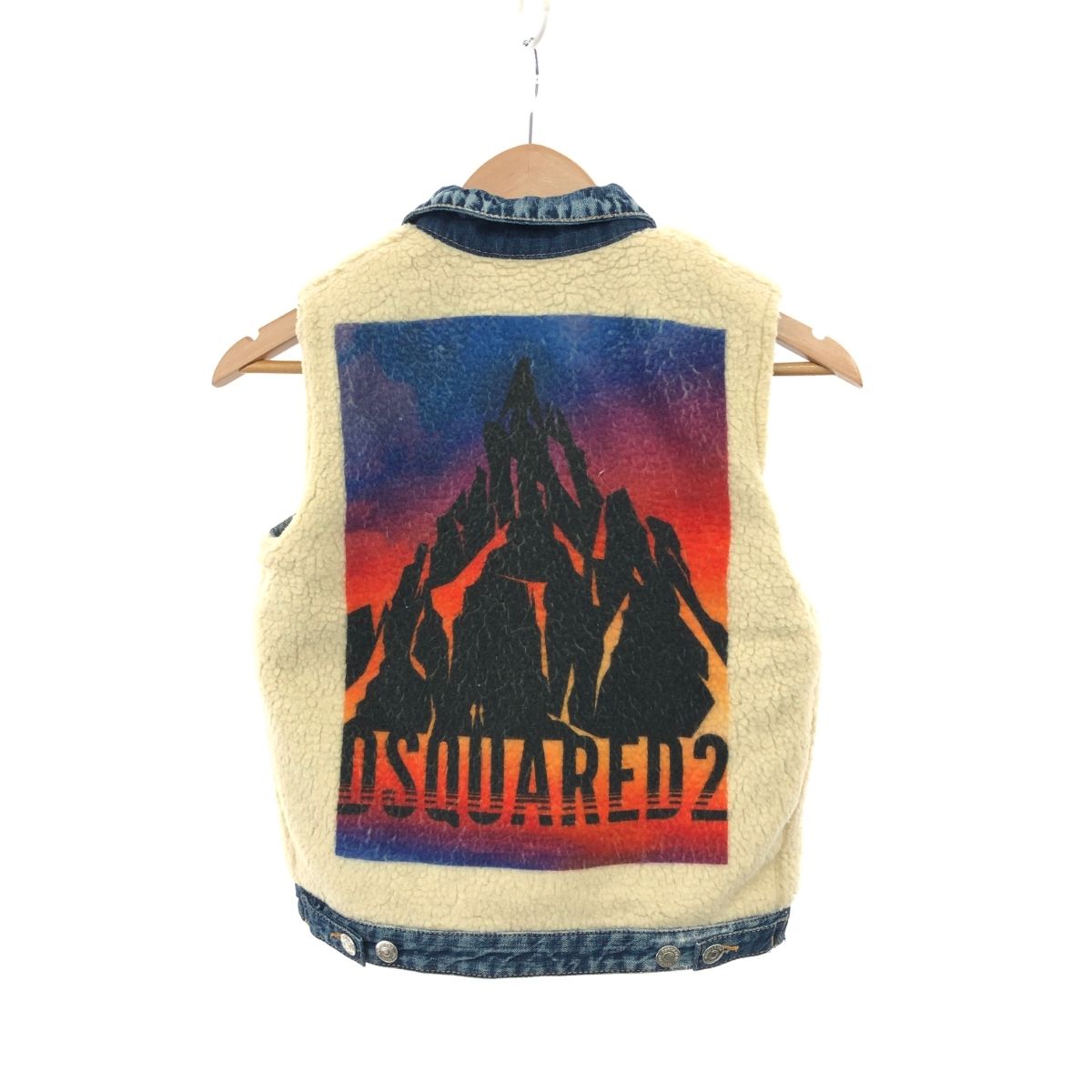 Dsquared2 ディースクエアード バックプリント デニム×ボア ベスト 