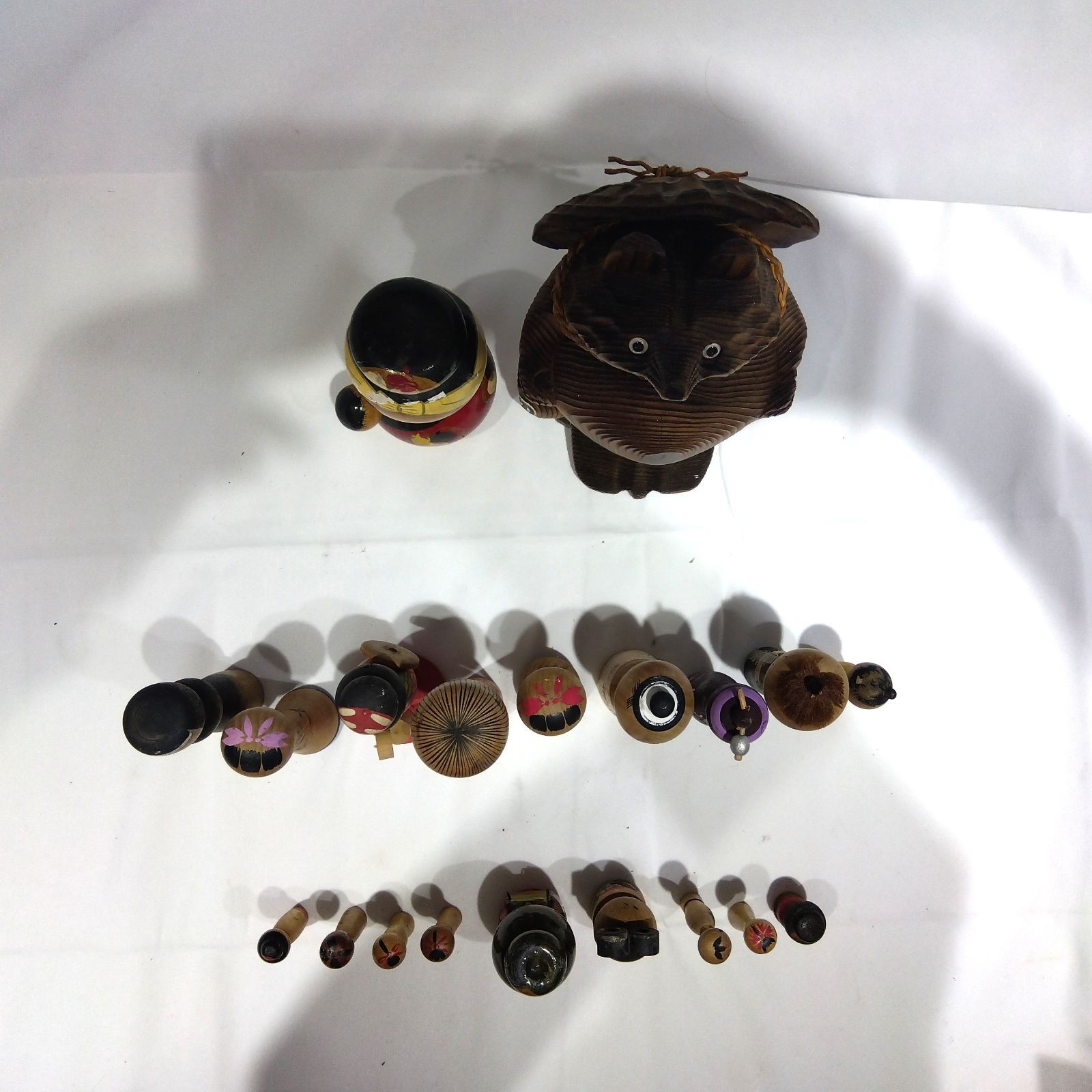 昭和レトロ 民芸品 まとめ売り こけし多数 木彫たぬき 郷土玩具