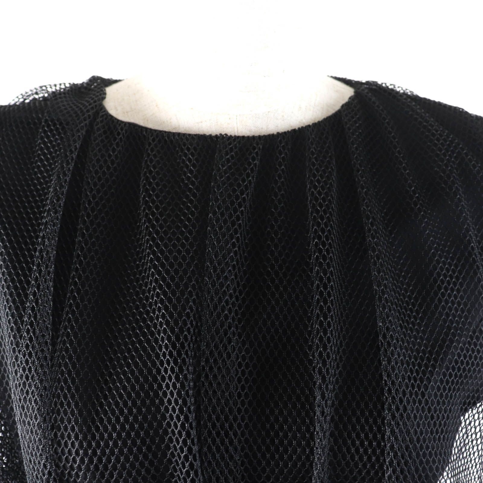 MONCLER - 美品★MONCLER モンクレール 2019年製 MAGLIA ロゴ刺繍入り メッシュ バックリボン フレンチスリーブ カットソー ブラック L イタリア製 正規品 レディース 美品☆MONCLER モンクレール 2019年製 MAGLIA ロゴ刺繍入り