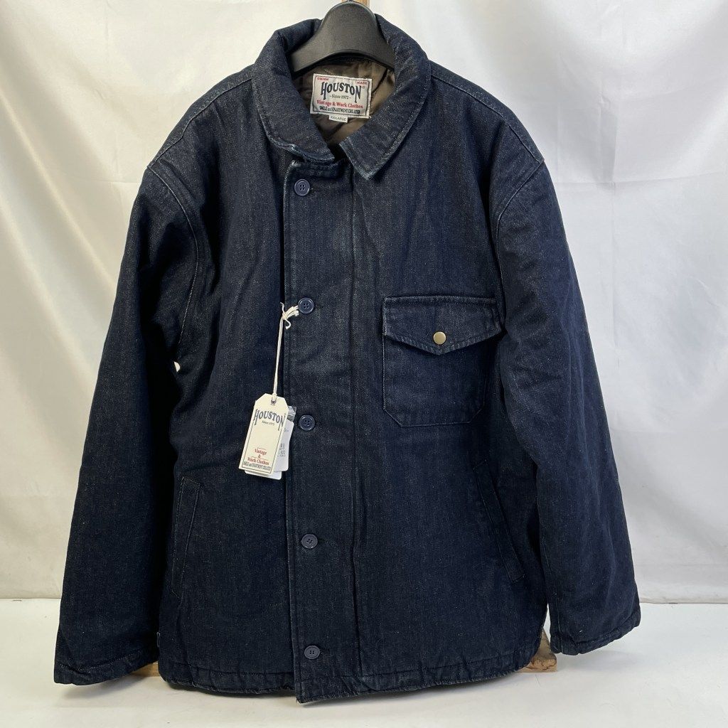 01w-5456 ヒューストン HOUSTON DENIM A-2 DECK JACKET タグ付 ブルー サイズXXL 中国製 メンズ アウター コットン 51462 品