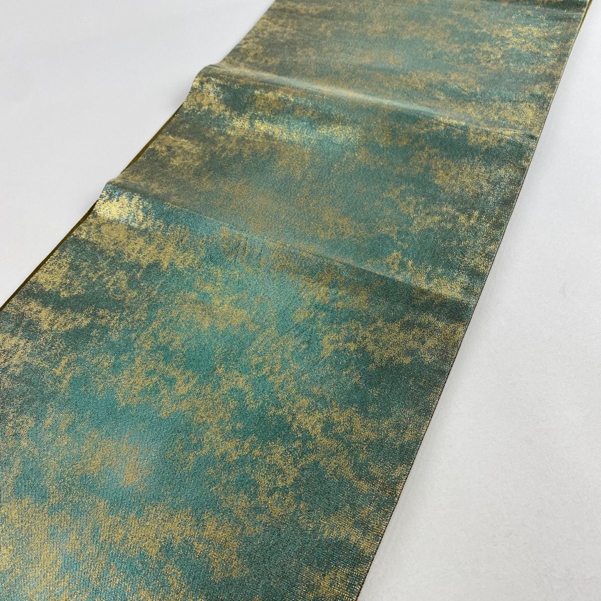 中古美品 袋帯 唐草花模様 金×緑系■N70805-6 袋帯 美品 秀品 鳥 草花 金糸 箔 青緑 六通 正絹 【中古