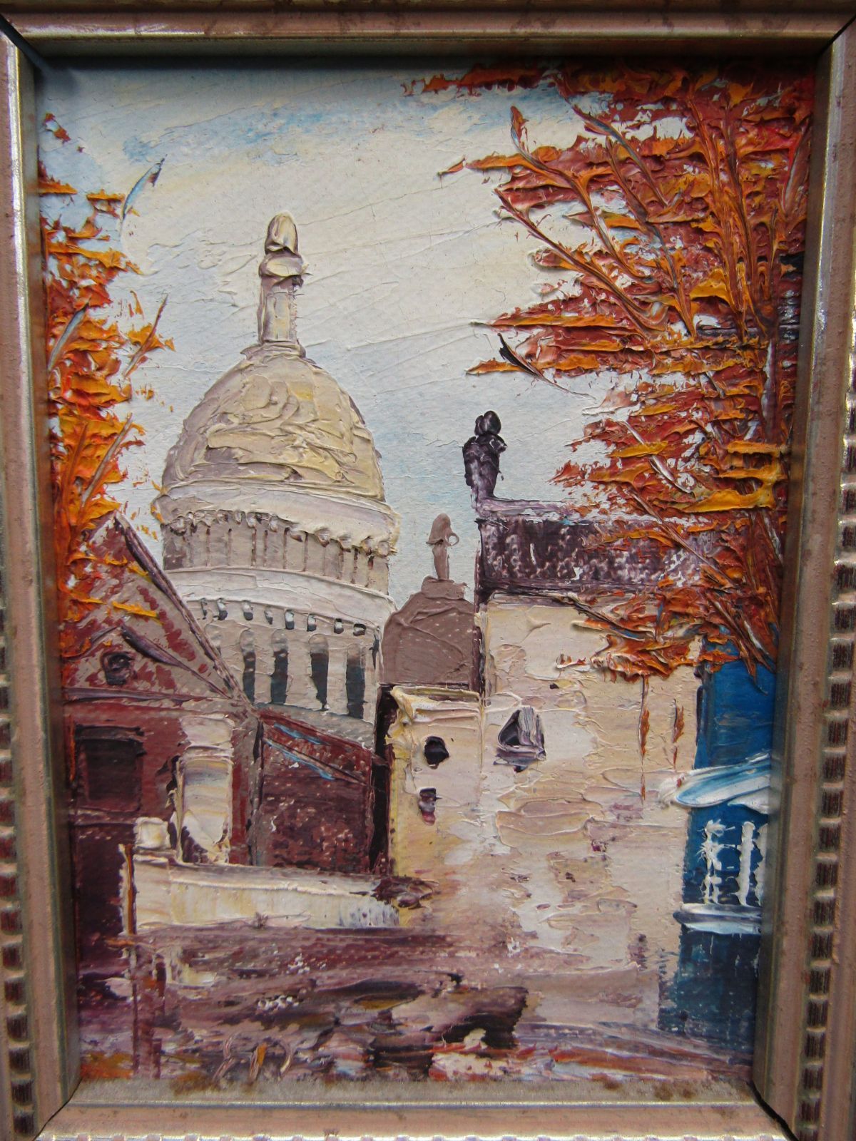 小さな油絵　サクレクール寺院　額装　フランス　パリ-1