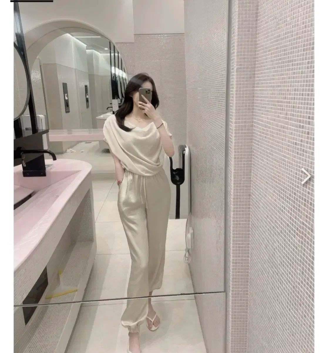 美品♪プリーツプリーズ ジョガーパンツ ドット 総柄 ライトパープル 2