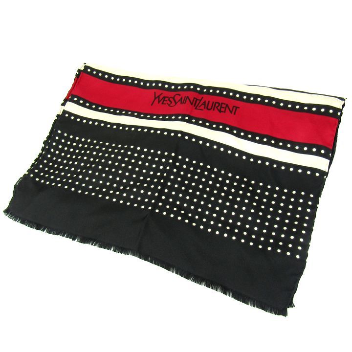 ☆サンローラン☆ドット柄スカーフストールシルク ☆サンローラン☆ドット柄スカーフストールシルク