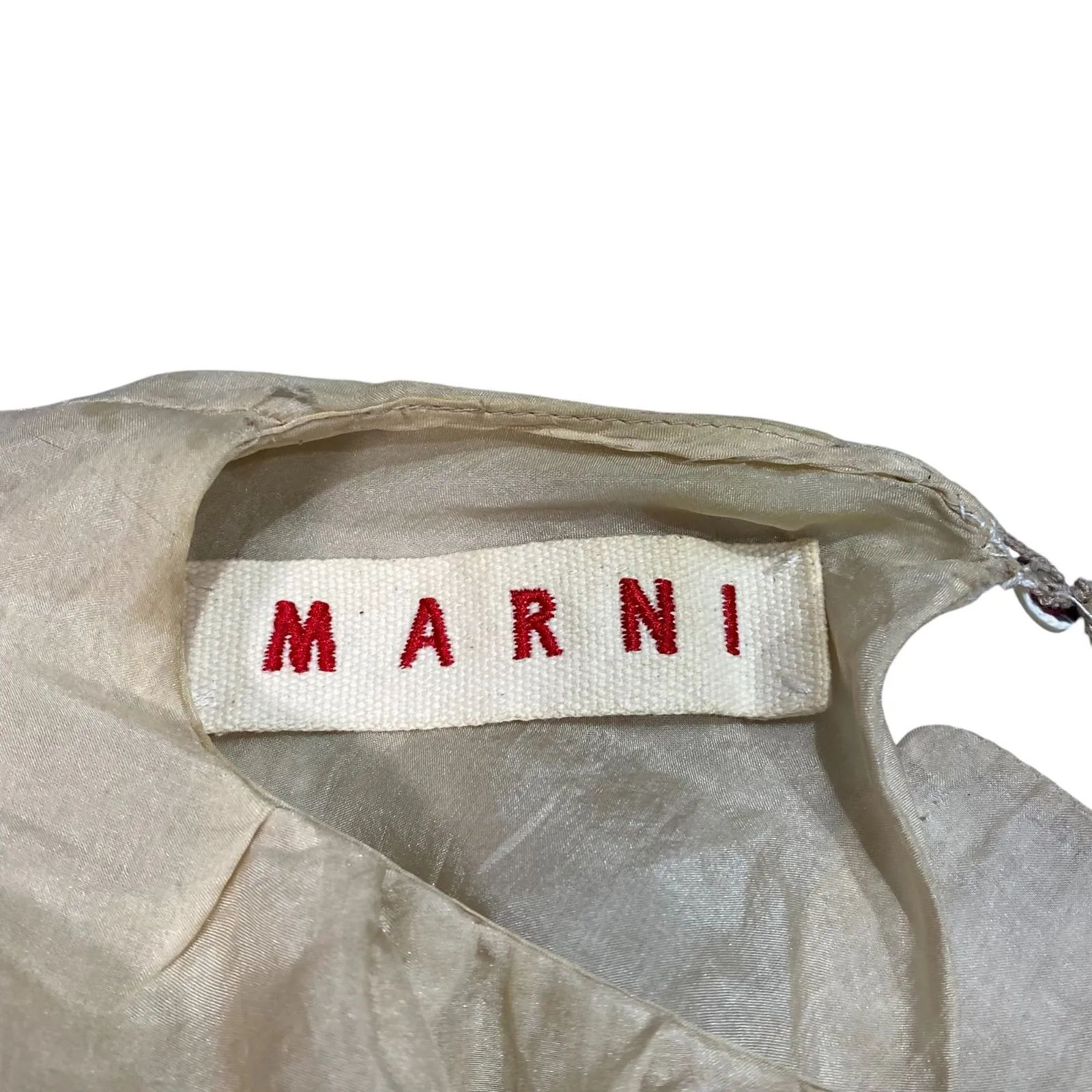 マルニ MARNI ノースリーブ シルク ブラウス トップス 38 ベージュ 