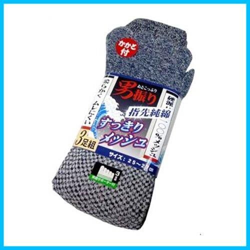 新着商品 3足組 5本指 メンズ 男振り おとこっぷり メッシュ靴下 HS921 ノバノバ