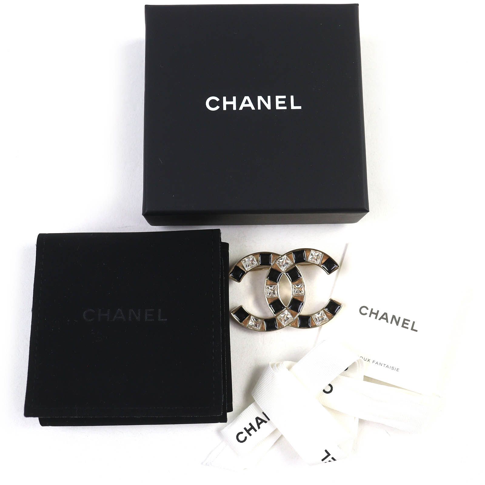 △CHANEL シャネル ABE829 B25C ココマーク CCロゴ ビジュー ブローチ ゴールド ブラック 箱 保存袋付き イタリア製 レディース