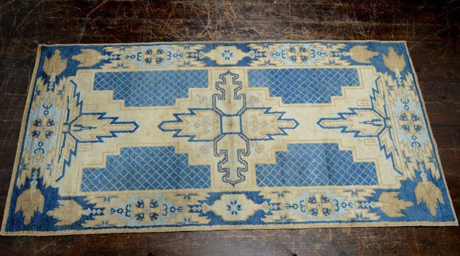 蔵A4876d 古い緞通 段通 敷物 絨毯 木綿 堺赤穂鍋島