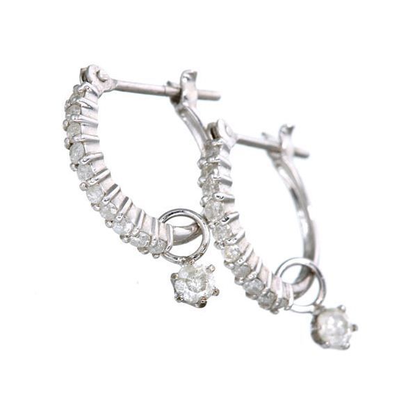 合計0.3ctダイヤモンドピアス エタニティピアス チャーム付き