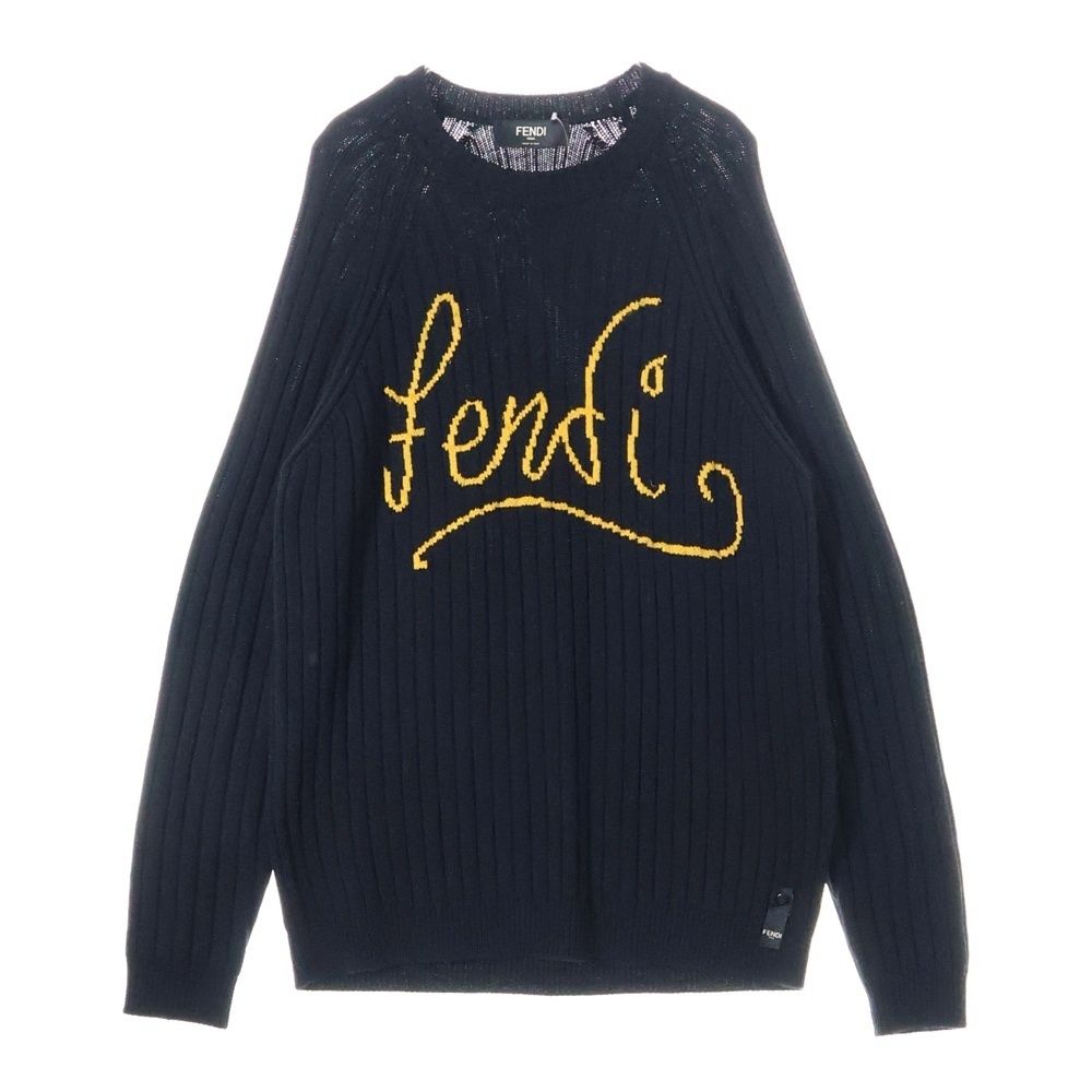 FENDI (フェンディ) FRONT LOGO SWEATER フロント筆記ロゴ刺繍