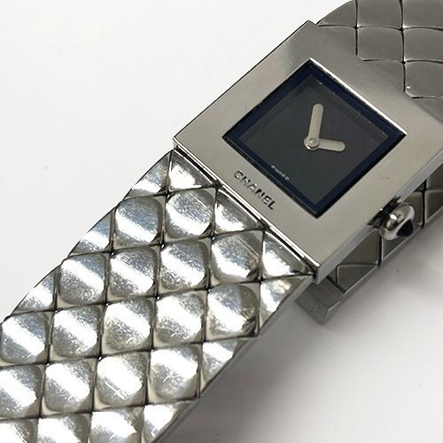 シャネル マトラッセ レディース 腕時計 クォーツ SS 黒文字盤