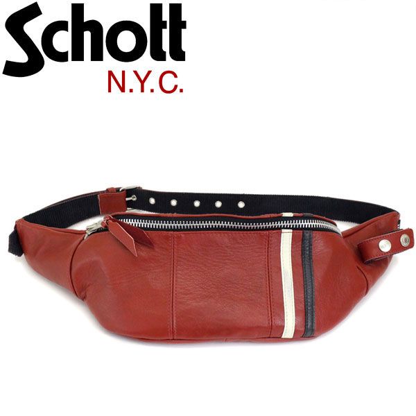 Schott レザー ボディバッグ レッド schott（ショット）の「Schott/ショット/NYLON RIDERS BODY BAG