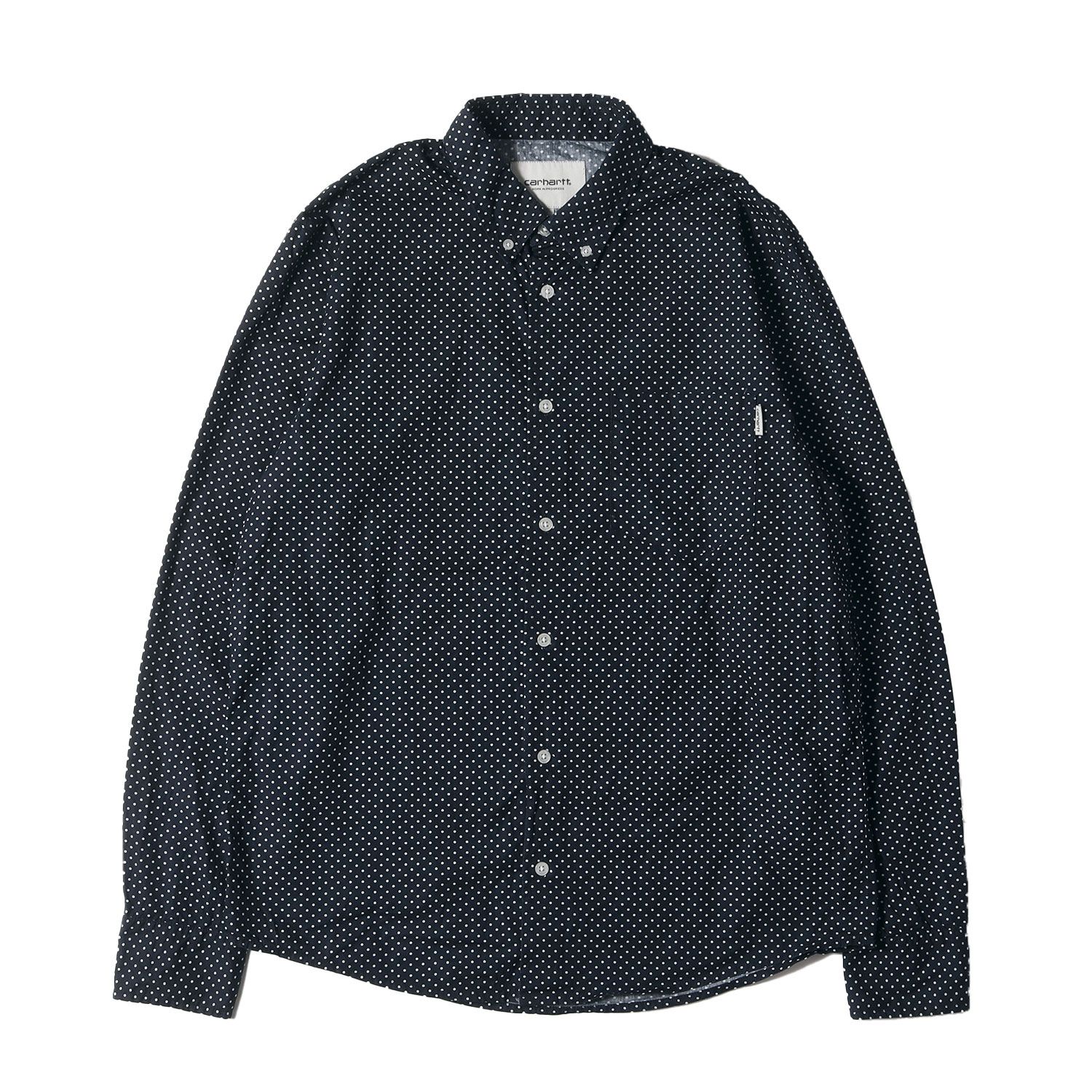 Carhartt WIP カーハート ワークインプログレス シャツ サイズ:L ポルカドット コットン ボタンダウンシャツ L/S Dots Shirt ネイビー 紺 トップス カジュアルシャツ 長袖【メンズ】