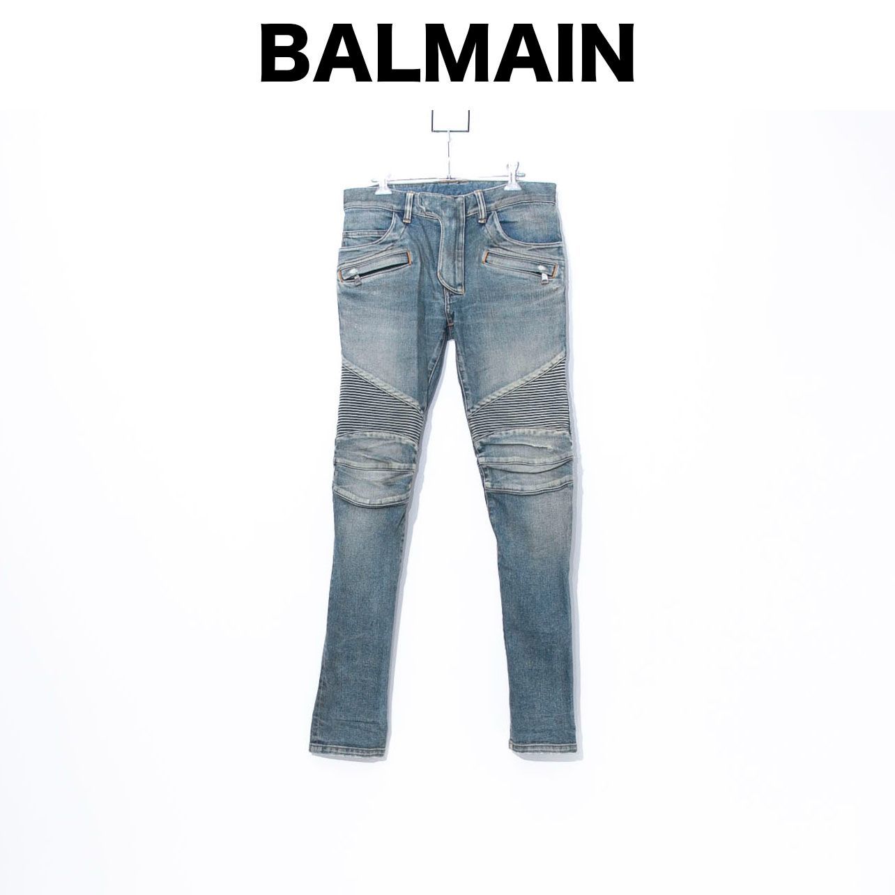 BALMAIN/バルマン 14SS バイカーパンツ ジップフライ ホワイト T500 C162/29 /060 BALMAIN⁄バルマン 14SS バイカーパンツ ジップフライ ホワイト T500