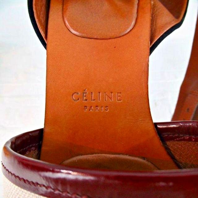 CELINE 厚底オープントゥサンダル 23.0cm ストラップサンダル 茶色