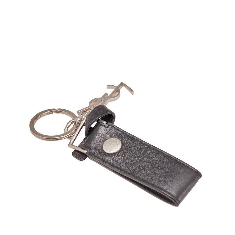 SAINT LAURENT ブラックレザー キーホルダー カサンドラ SAINT LAURENT