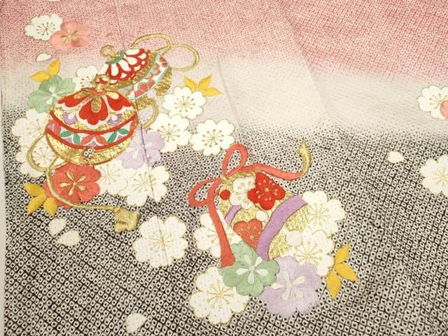 ミニチュアか着物　姫柄① ゴマページ 平和屋着物[]七五三 女の子 7歳 祝着 四つ身 総絞り 駒刺繍 鈴舞花
