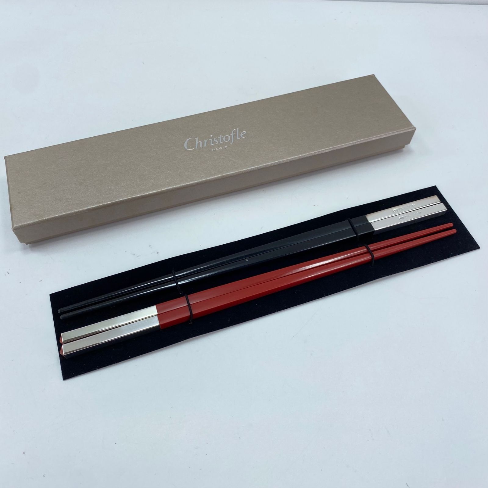 Max】クリストフル シルバーコーティング 箸＆箸置きセット 〈2膳