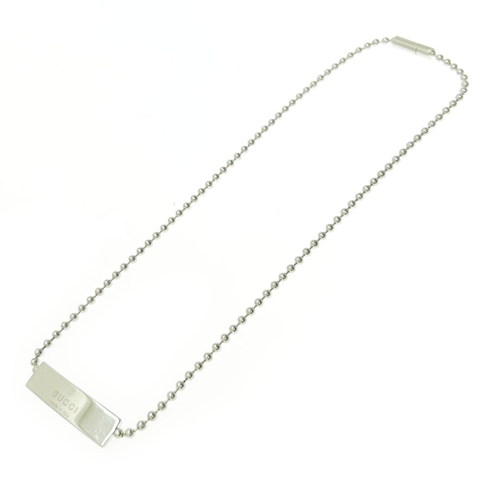 GUCCI グッチ シルバー ロゴ プレート ボールチェーン ネックレス チョーカー 11.7g 925刻印 408164 ネックレス