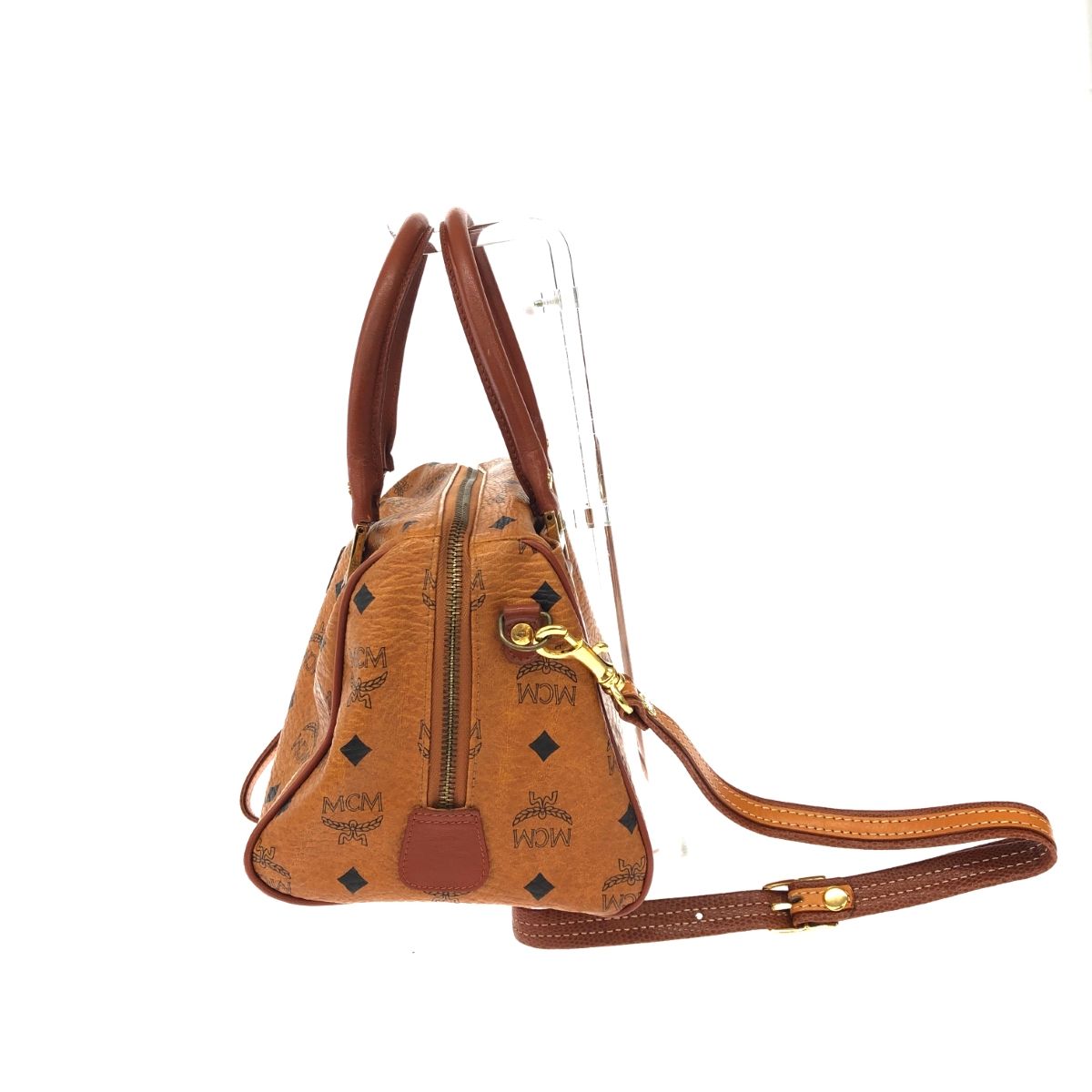 MCM エムシーエム 2WAY ボストンバッグ キャメル PVC レディース MCM エムシーエム 2WAY ボストンバッグ キャメル PVC レディース