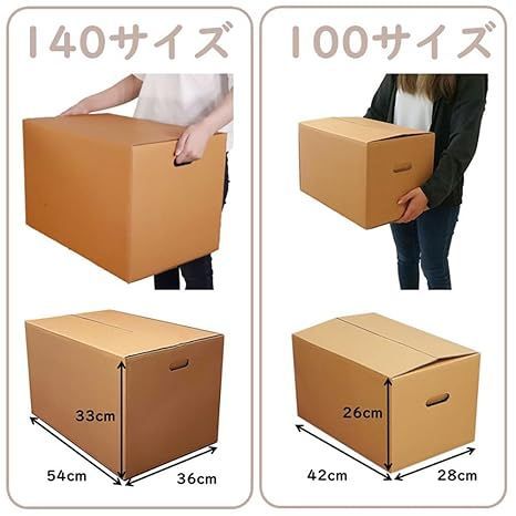 段ボール セット (140･100サイズ 段ボール 各5枚) 取っ手穴付き 引越し 宅配便 梱包 ｄE1HT×5-ｄC3T×5