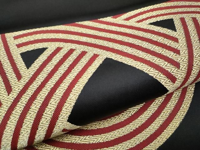 平和屋着物○全通柄袋帯 抽象文 黒地 金銀糸 正絹 逸品 CAAY2438hy