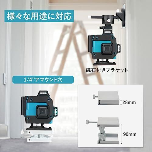 SALE Womkuyta レーザー墨出し器 4x360° 4D 三色 グリーンレーザー墨