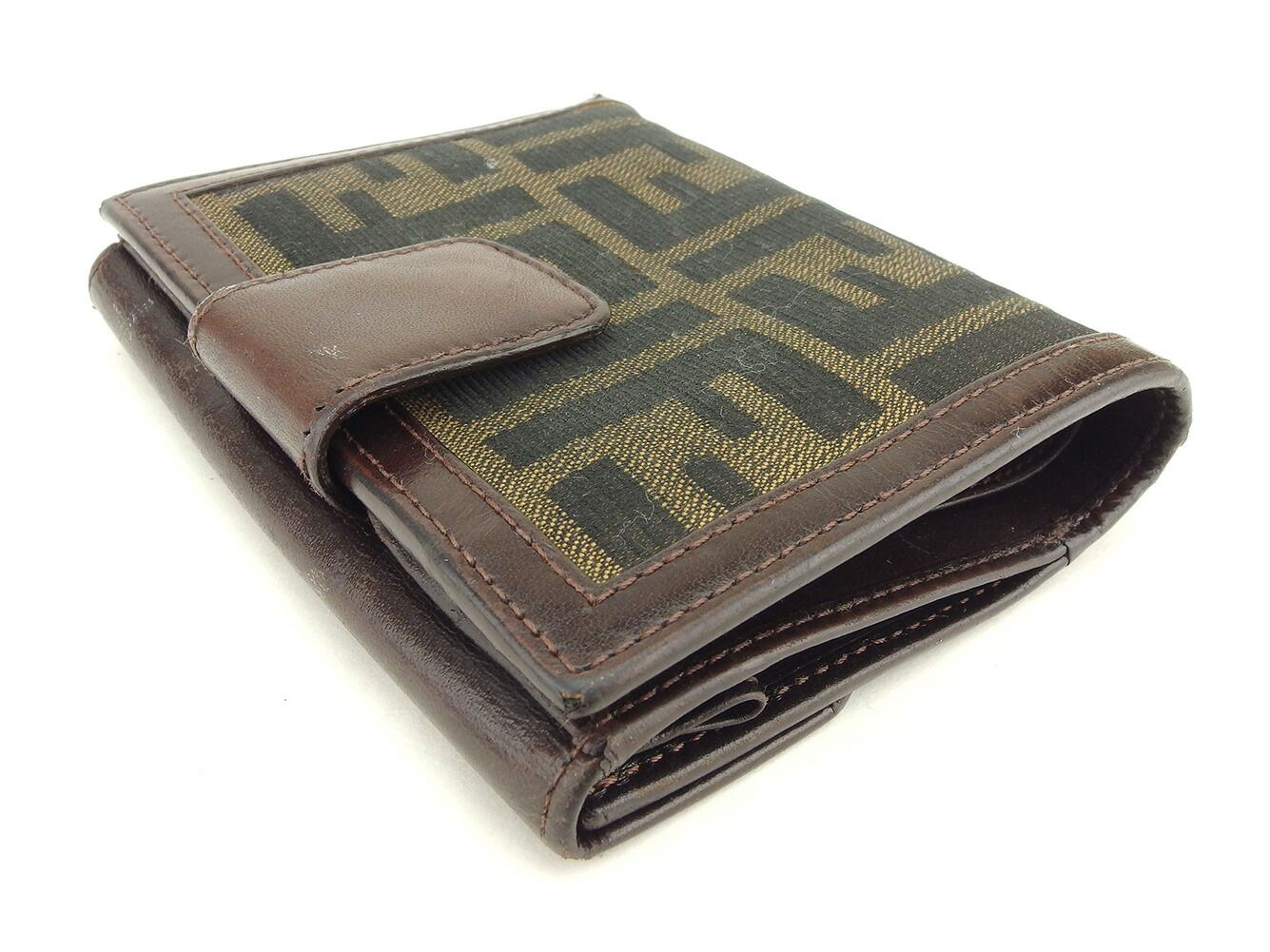 フェンディ FENDI 二つ折り財布 ズッカ ブラウン ベージュ