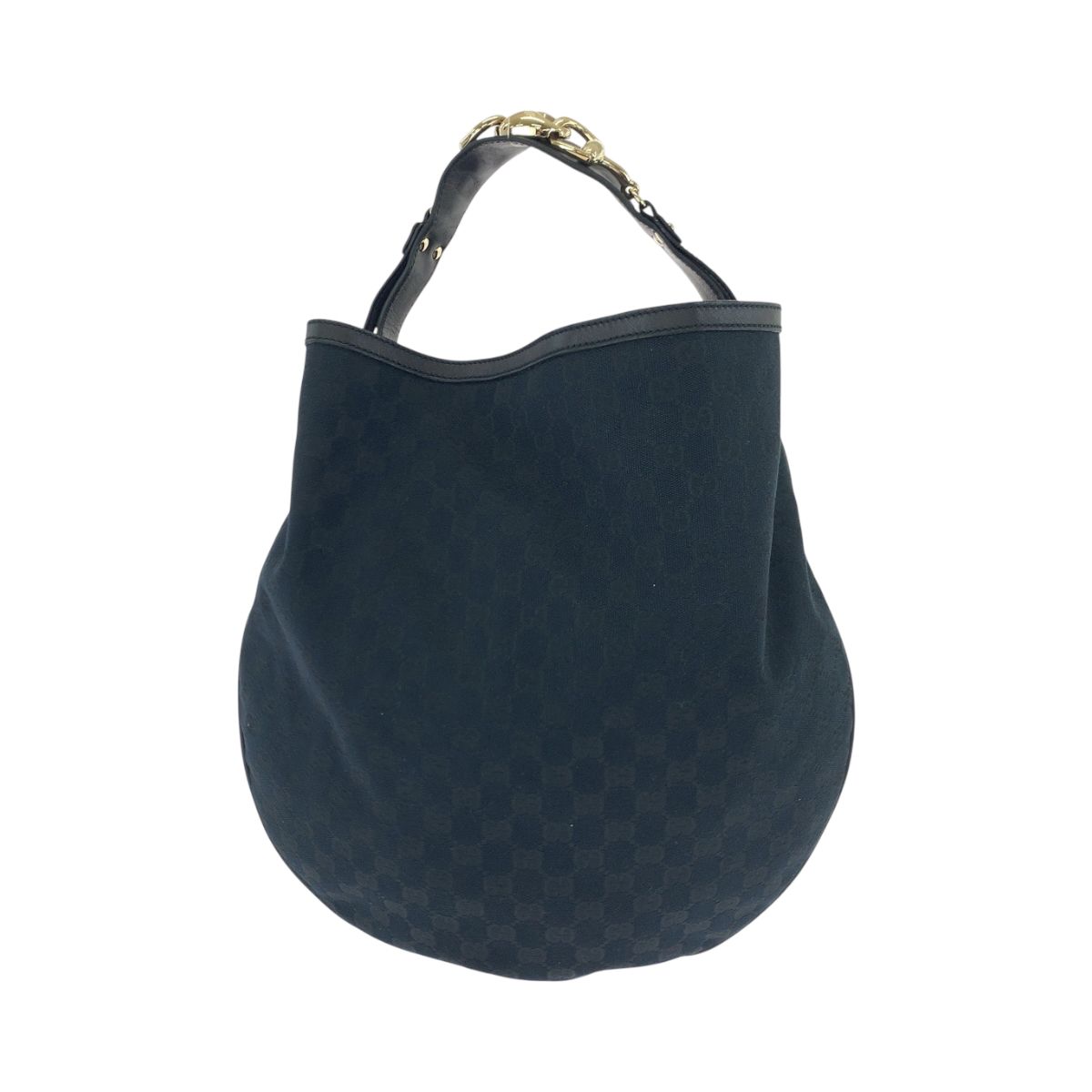 美品】グッチ ショルダーバッグ 肩がけ可能 ゴールド 金具 レザー ブラック