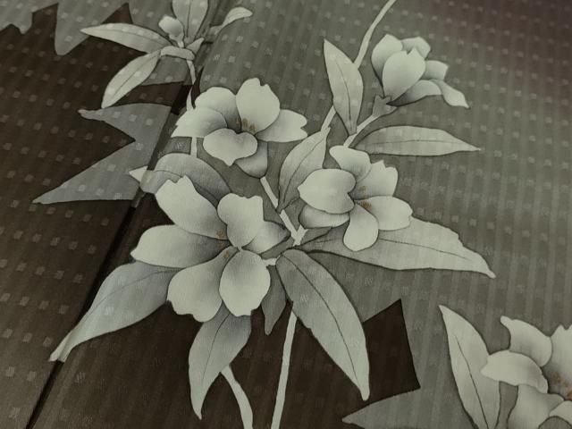 平和屋着物□極上 訪問着 枝花文 葡萄色地 暈し染め 金彩