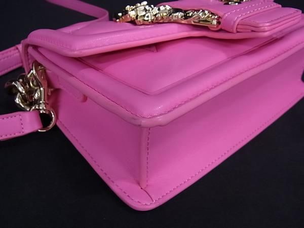 ■極美品■ VERSACE JEANS COUTURE ヴェルサーチェ ジーンズ クチュール レザー 2WAY ハンドバッグ ショルダー ピンク系 FJ8231 □極美品□ VERSACE JEANS COUTURE ヴェルサーチェ ジーンズ