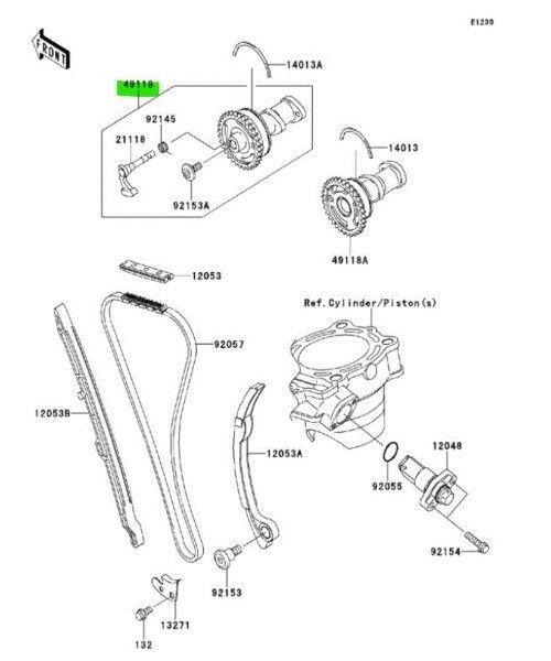 カワサキ KX250F インテークカムシャフト Camshaft Comp Intake 49118-0774 KAWASAKI 純正 Genuine JDM ♥ メーカー純正品