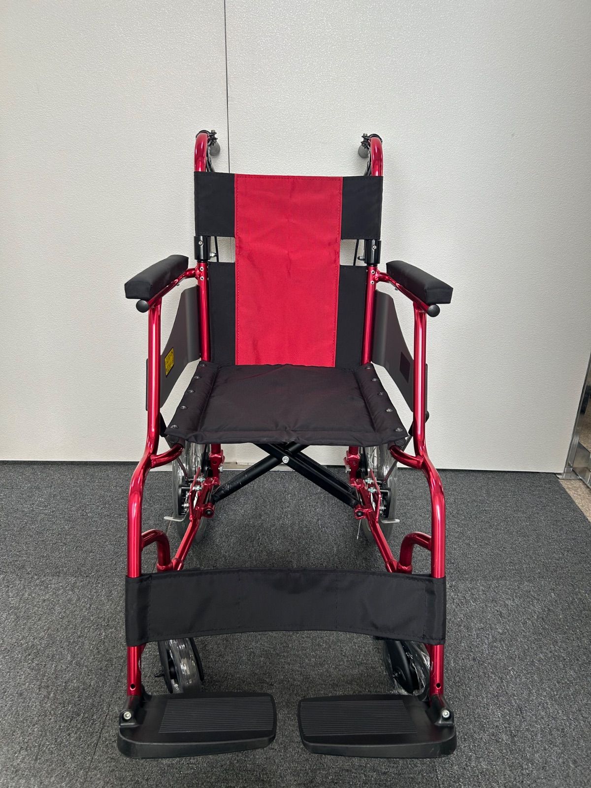 介助式車いす 標準型 軽量コンパクトタイプ PMS-2R レッド 車イス