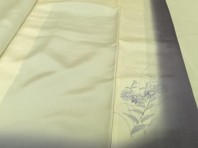 平和屋着物○十日町友禅作家 岡村蒼風 訪問着 紬地 花籠 正絹 逸品