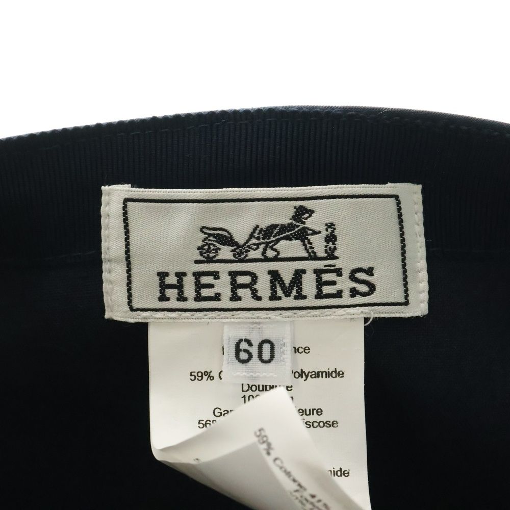 HERMES (エルメス) スモールHロゴ刺繍ベースボールキャップ ネイビー