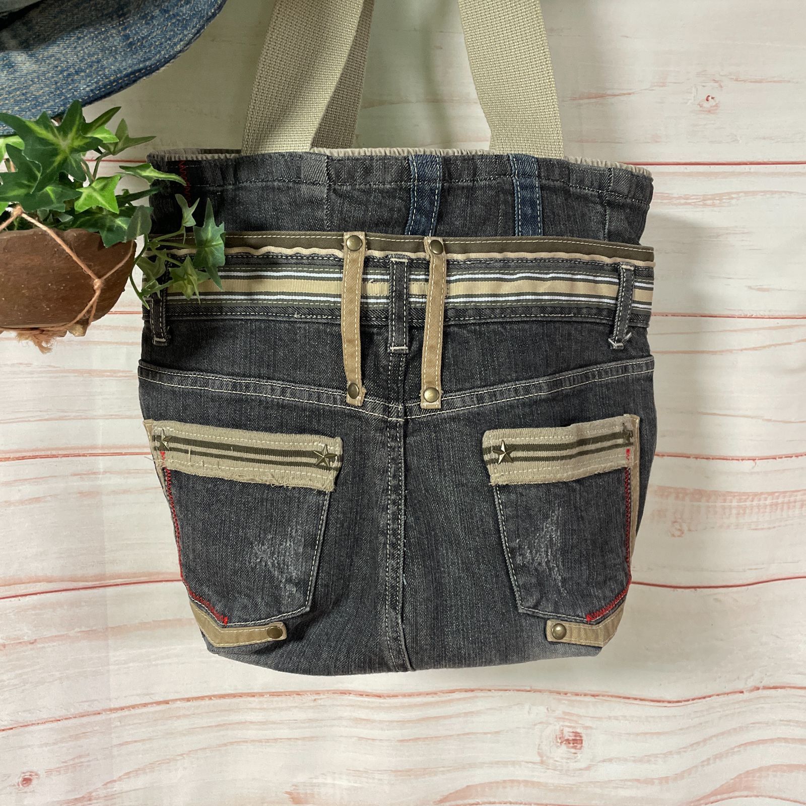 デニムリメイクショルダートートバッグbag-0025