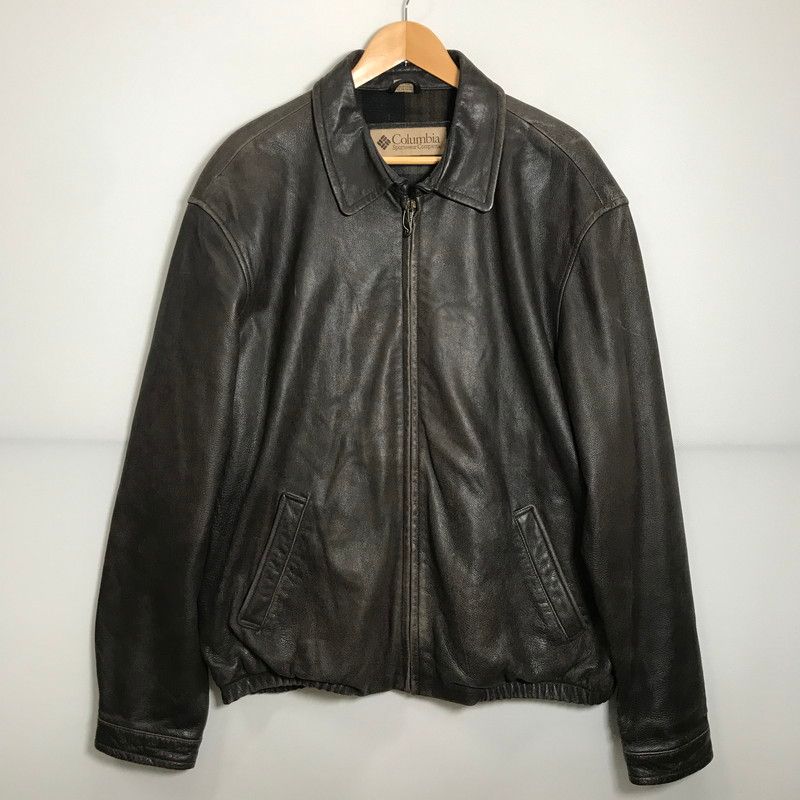 Columbia コロンビア LEATHER JACKET レザー ジャケット アウター 古着 144-250516-mh-04-fuz