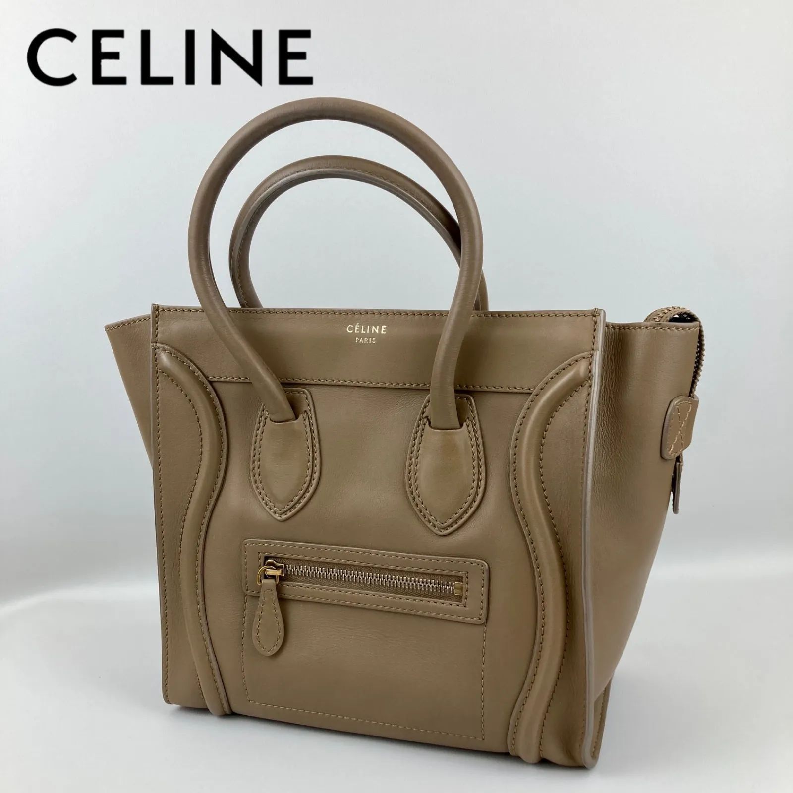 オープニング価格 【美品】CELINE セリーヌ バッグ ラゲージ マイクロショッパー ベージュ カーフ ハンドバッグ レディース - メルカリ