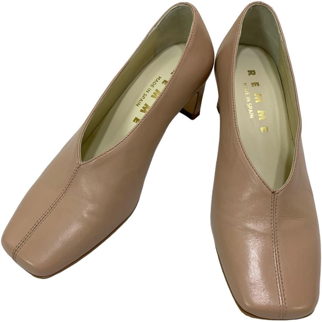 美品✨REMME フラットシューズ/パンプス スクエアトゥ　スペイン/本革 23 美品】レメ (23) パンプス スクエアトゥ 本革 レザー 希少
