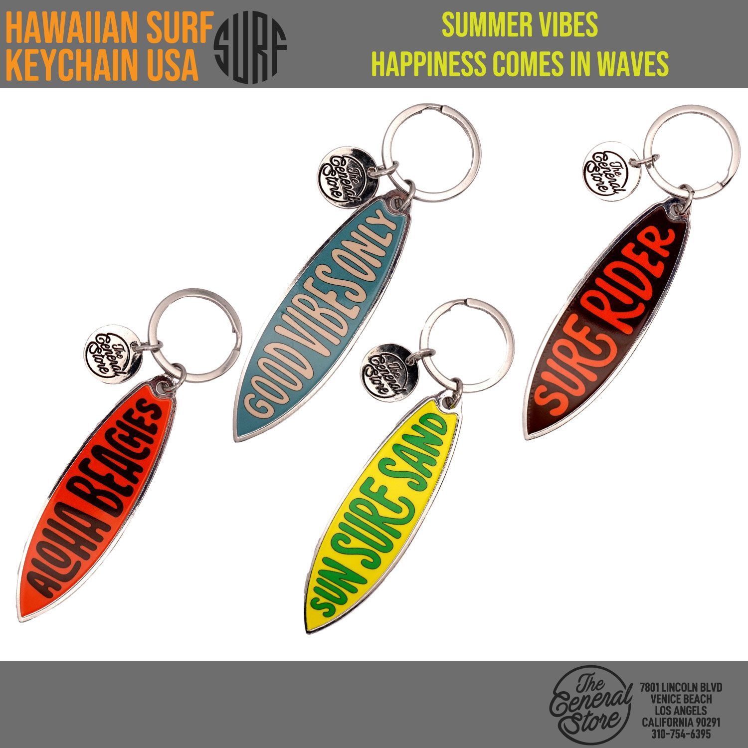HAWAIIAN SURF KEYCHAIN USA ハワイアン サーフ サーフボード